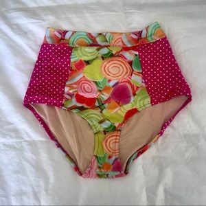 Candy Print High Waisted Bikini Bottom (L)